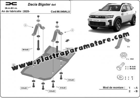 Protezione di alluminio per il differenziale Dacia Bigster 4x4