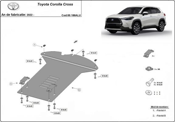 Protezione / blocco catalizzatore in alluminio per Toyota Corolla Cross