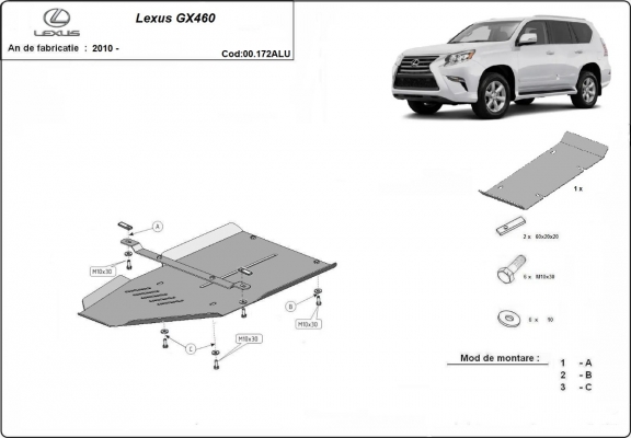 Protezione di alluminio  per il cambio Lexus GX460