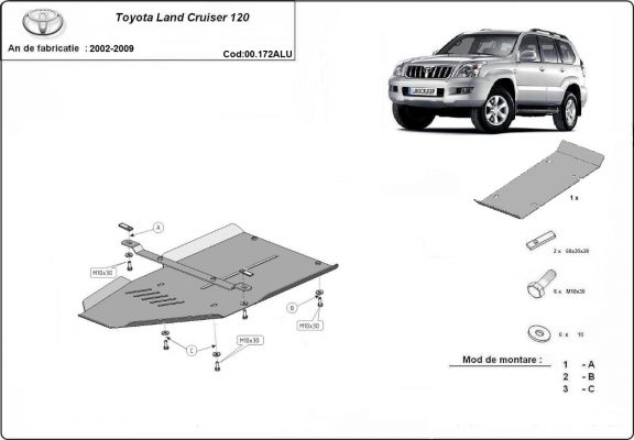 Protezione di alluminio  per il cambio Toyota Land Cruiser J120