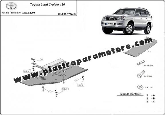 Protezione di alluminio  per il cambio Toyota Land Cruiser J120