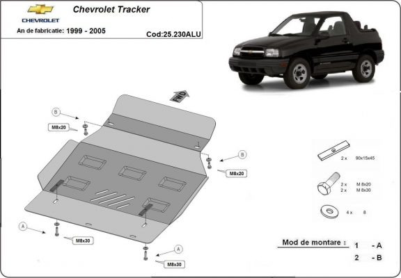 Piastra paramotore di alluminio Chevrolet Tracker