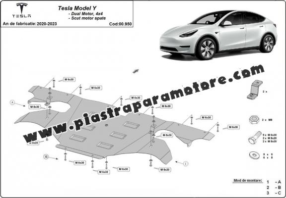 Protezione motore elettrico posteriore Tesla Model Y AWD