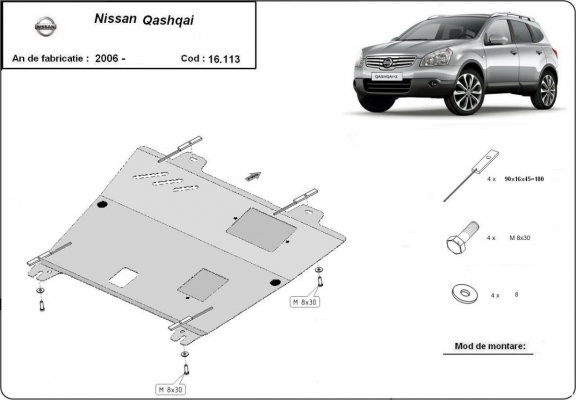 Piastra paramotore di acciaio Nissan Qashqai J10