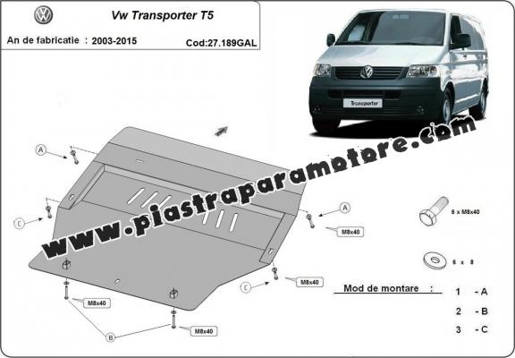 Piastra paramotore di acciaio zincato Volkswagen Transporter T5