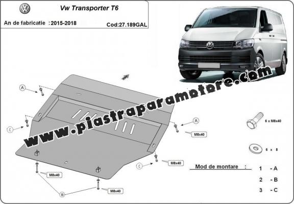 Piastra paramotore di acciaio zincato Volkswagen Transporter T6