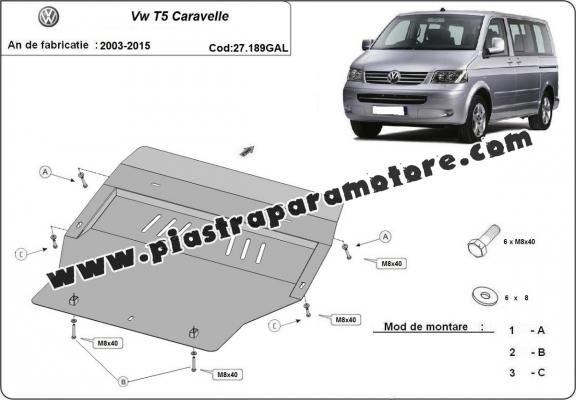 Piastra paramotore di acciaio zincato Volkswagen Transporter T5 Caravelle
