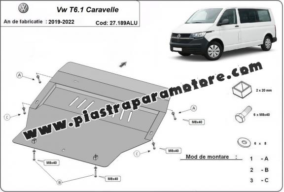 Piastra paramotore di alluminio Volkswagen Transporter T6.1 Caravelle