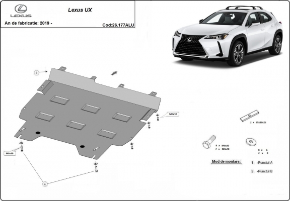 Piastra paramotore di alluminio Lexus UX