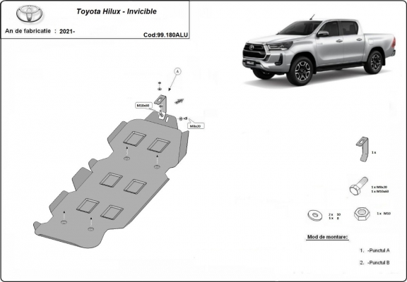 Protezione di alluminio per il serbatoio Toyota Hilux Invincible