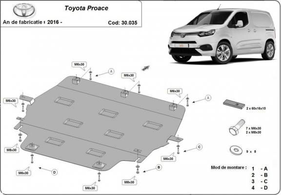 Piastra paramotore di acciaio Toyota Proace
