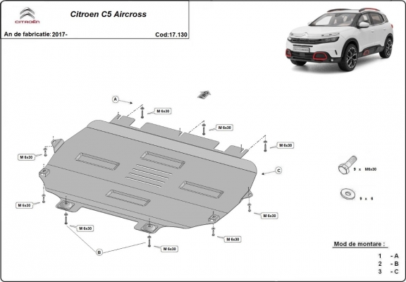 Piastra paramotore di acciaio Citroen C5 Aircross