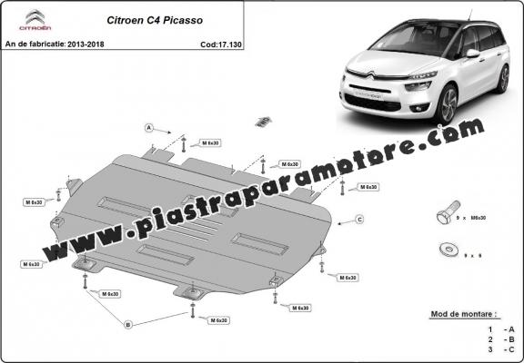 Piastra paramotore di acciaio Citroen C4 Picasso