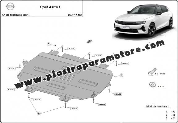Piastra paramotore di acciaio Opel Astra L