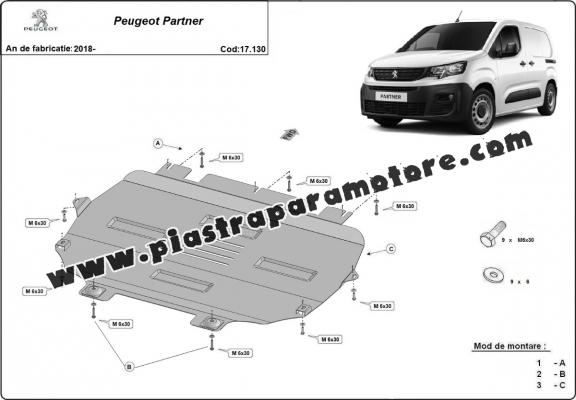 Piastra paramotore di acciaio Peugeot Partner