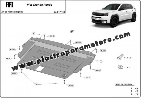 Piastra paramotore di acciaio Fiat Grande Panda
