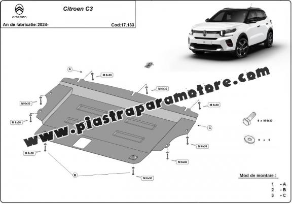 Piastra paramotore di acciaio Citroen C3