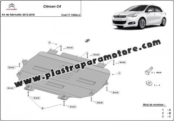 Piastra paramotore di Alluminio Citroen C4