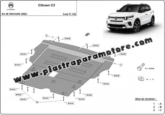 Piastra paramotore di acciaio Citroen C3