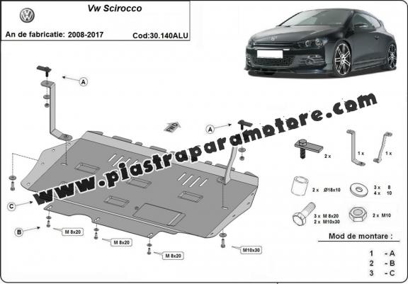 Piastra paramotore di Alluminio Volkswagen Scirocco