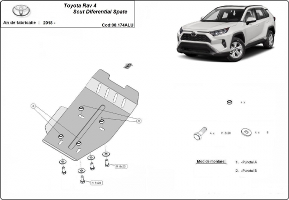 Protezione di alluminio per il differenziale  Toyota Rav4