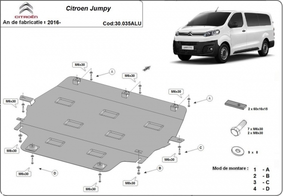 Piastra paramotore di Alluminio Citroen Jumpy