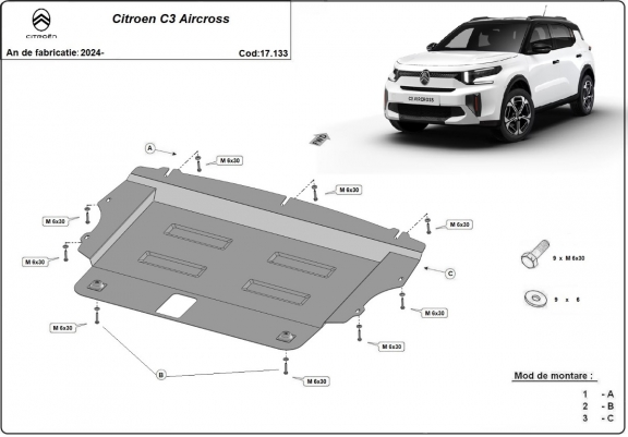 Piastra paramotore di acciaio Citroen C3 Aircross