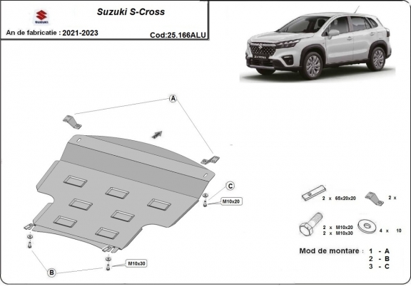 Piastra paramotore di alluminio Suzuki SX4  - S Cross