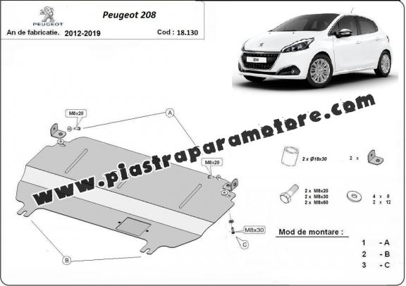 Piastra paramotore di acciaio Peugeot 208