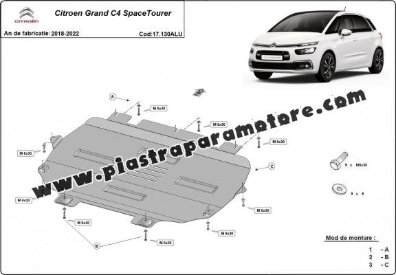 Piastra paramotore di Alluminio Citroen Grand C4 SpaceTourer