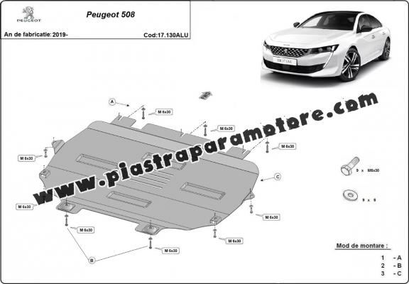 Piastra paramotore di Alluminio Peugeot 508
