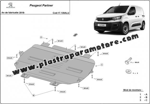 Piastra paramotore di Alluminio Peugeot Partner