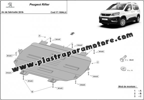 Piastra paramotore di Alluminio Peugeot Rifter