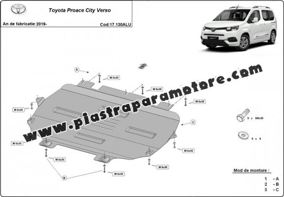 Piastra paramotore di Alluminio Toyota Proace City Verso