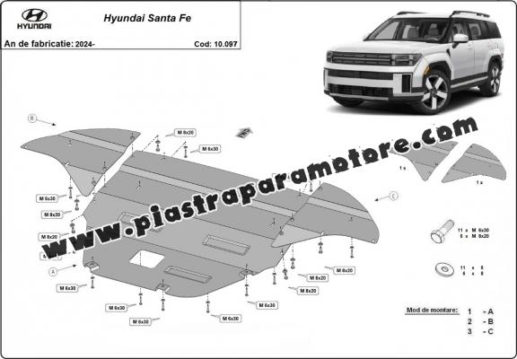 Piastra paramotore di acciaio Hyundai Santa Fe
