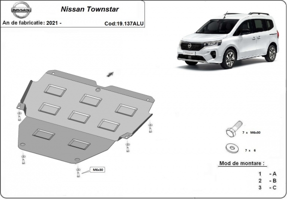 Piastra paramotore di alluminio Nissan Townstar