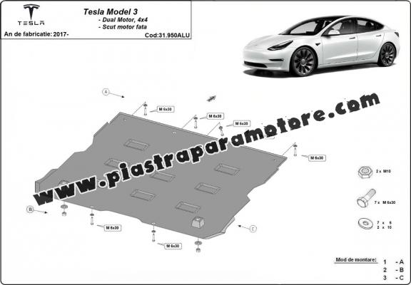 Protezione anteriore motore elettrico in alluminio – Tesla Model 3 AWD