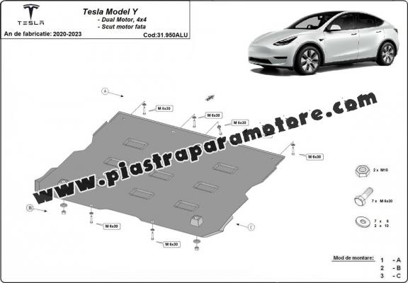 Protezione anteriore motore elettrico in alluminio – Tesla model Y
