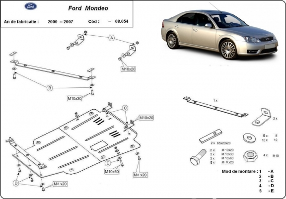 Piastra paramotore di acciaio Ford Mondeo 3