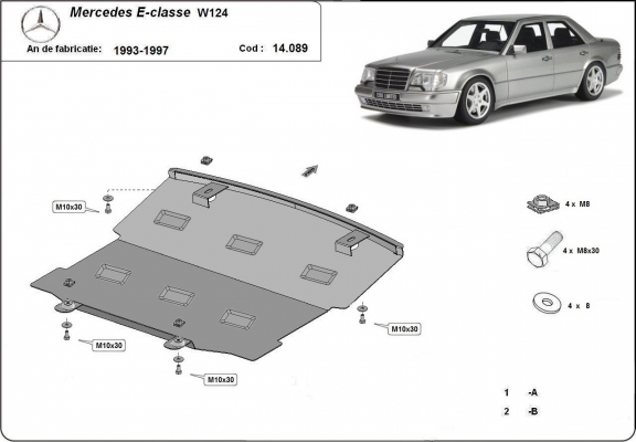 Piastra paramotore di acciaio Mercedes E-Classe W124 