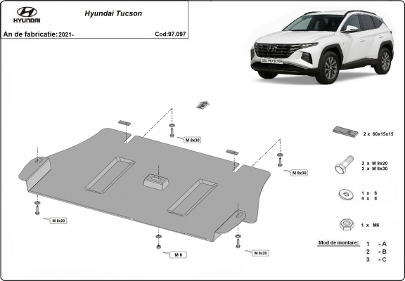 Piastra paramotore di acciaio Hyundai Tucson