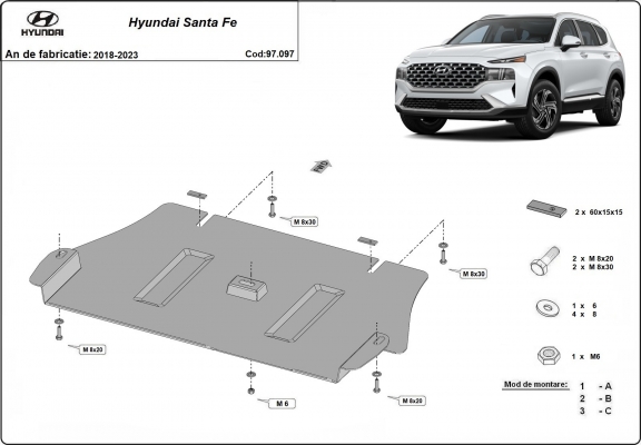 Piastra catalizzatore/cat lock di acciaio Hyundai Sante Fe
