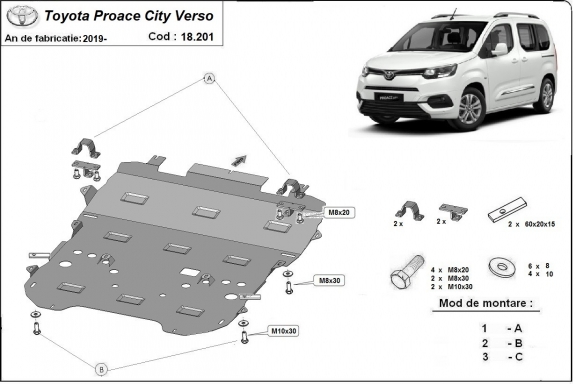 Piastra paramotore di acciaio Toyota Proace