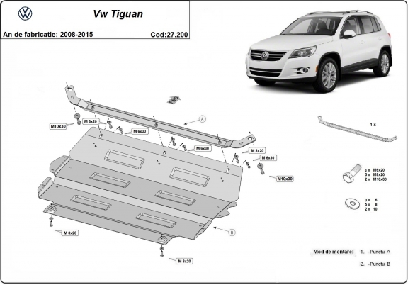 Piastra paramotore di acciaio VW Tiguan