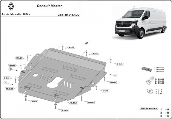Piastra paramotore di Alluminio Renault Master