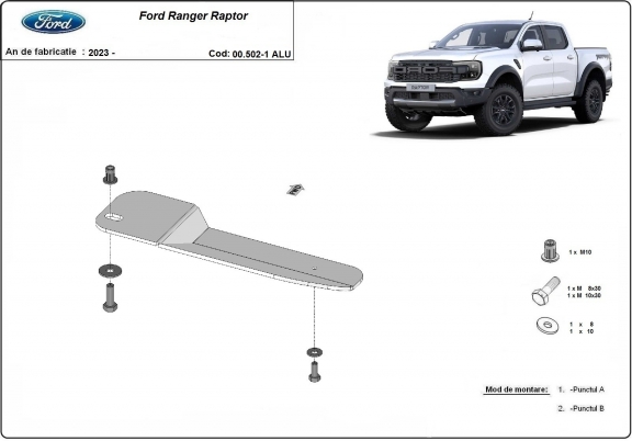 Protezione di alluminio per filtro del carburante Ford Ranger Raptor