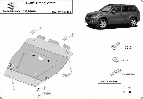 Piastra paramotore di alluminio Suzuki Grand Vitara 2
