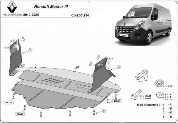 Piastra paramotore di acciaio Renault Master 3