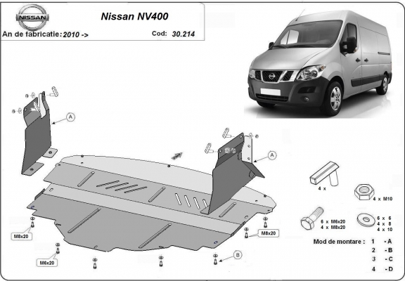 Piastra paramotore di acciaio Nissan NV400