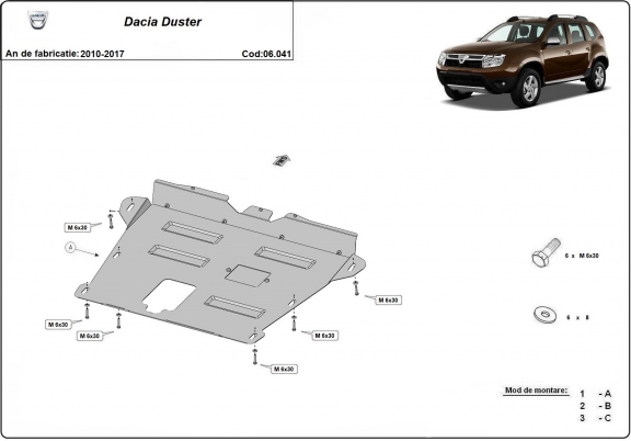 Piastra paramotore di acciaio Dacia Duster